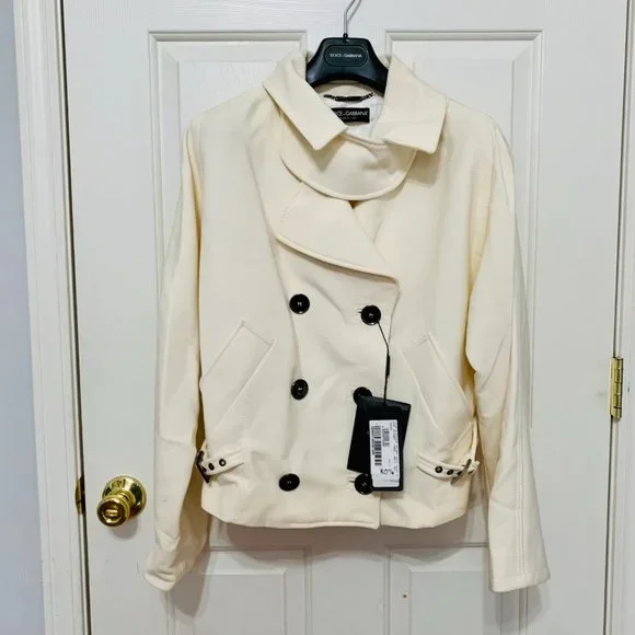 DOLCE & GABBANA VIRGIN WOOL DOUBLE BREASTED MOTO JACKET MADE IN ITALY